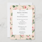 可愛い薔薇 フラワー ピンク ピーチ クリーム ブライダルシャワー 招待状 (正面)