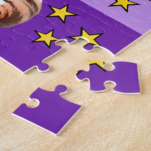 可愛い虎の写真名パープルイエローキッズ ジグソーパズル (側面)