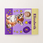 可愛い虎の写真名パープルイエローキッズ ジグソーパズル (横)