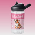 可愛い虎の名前を星の子供ピンクで追加 ウォーターボトル<br><div class="desc">CamelBak Eddy®水子供へ瓶。名前を付けてパーソナライズピンクと白の色の星を持つ可愛い虎を特徴とするウォーターボトル。</div>
