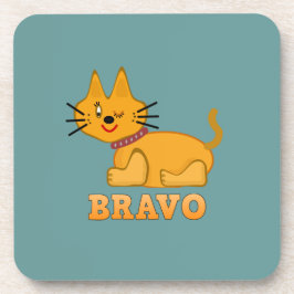 可愛い虎の子猫の動物ペット勇敢なブラボー漫画 コースター