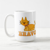 可愛い虎の子猫の動物ペット勇敢なブラボー漫画 コーヒーマグカップ (左)