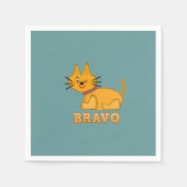 可愛い虎の子猫の動物ペット勇敢なブラボー漫画 スタンダードカクテルナプキン (正面)