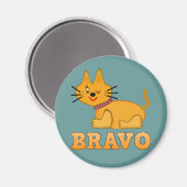 可愛い虎の子猫の動物ペット勇敢なブラボー漫画 マグネット (正面/裏面)