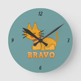 可愛い虎の子猫の動物ペット勇敢なブラボー漫画 ラウンド壁時計