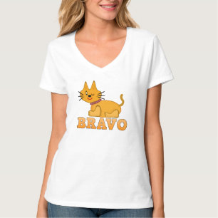 可愛い虎の子猫の動物ペット勇敢なブラボー漫画 Tシャツ