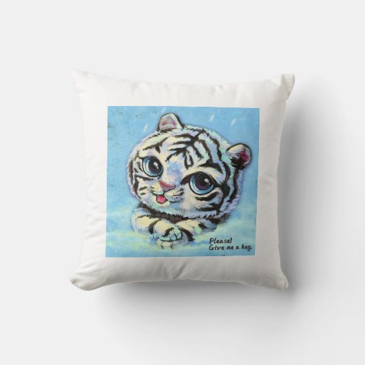 可愛い虎の猫を抱き締与えめてくれ クッション (正面)