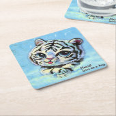 可愛い虎の猫を抱き締与えめてくれ スクエアペーパーコースター (アングル)