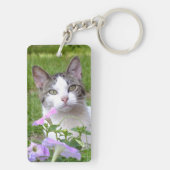 可愛い虎猫と白い子猫の花KeyChain キーホルダー (裏面)
