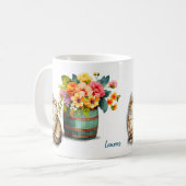 可愛い虎猫キッテン花筒 コーヒーマグカップ (正面左)