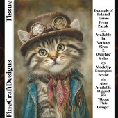 可愛い虎猫ステームパンク子猫in帽子DN6Lデコページ 薄葉紙