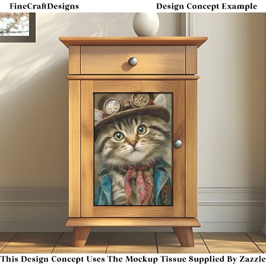 可愛い虎猫ステームパンク子猫in帽子DN6Lデコページ 薄葉紙