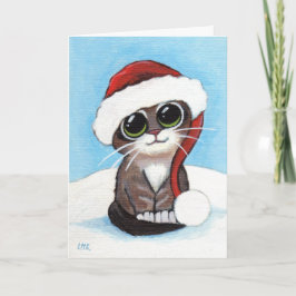 可愛い虎猫子猫サンタ帽子クリスマスカードを着て シーズンカード