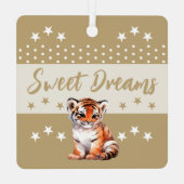 可愛い虎shhh追加の名前は眠っている茶色 メタルオーナメント (裏面)