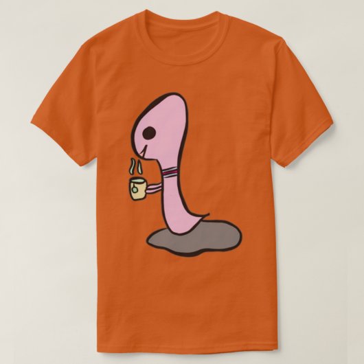 可愛い虫がお茶を飲む Tシャツ (デザイン正面)