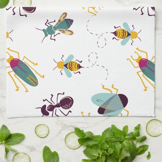 可愛い虫 キッチンタオル (折り畳み)
