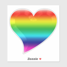 可愛い虹のグラデーション色ビッグハートゲイプライド シール