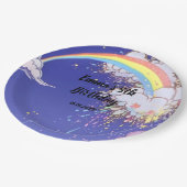 可愛い虹の雲の誕生日カスタマイズ:あなたのパーティー ペーパープレート (アングル)