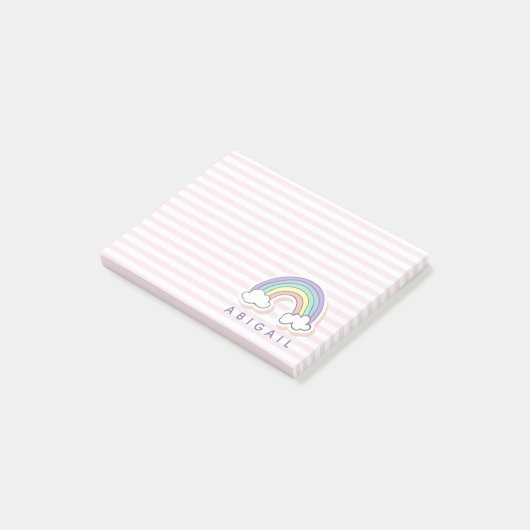 可愛い虹パーソナライズされた色のストライプの子供 ポストイット (アングル)