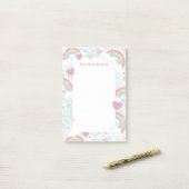 可愛い虹パーソナライズされた（ユダヤ教の）バル・ミツバーノートパッド ポストイット (デスク上)