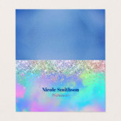 可愛い虹彩色ホログラフィックグリッターモノグラム 名刺 (外部フラット)