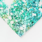 可愛い虹色パープルティール(緑がかった色)フェイクグリッターモノグラム フリースブランケット (角)