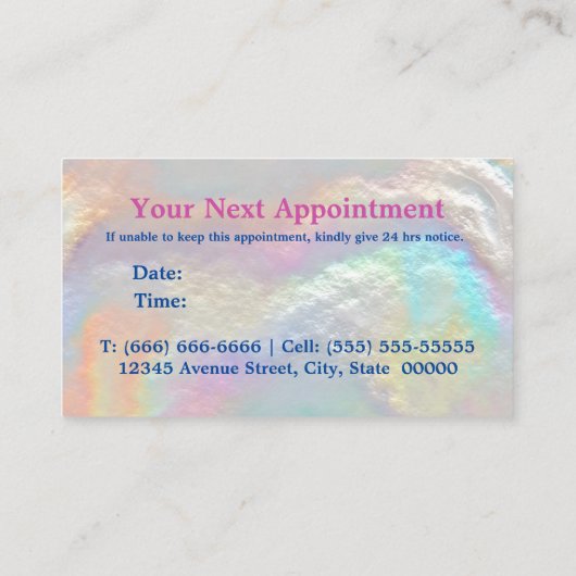 可愛い虹色フェイク金ゴールドグリッター 予約カード (裏面)