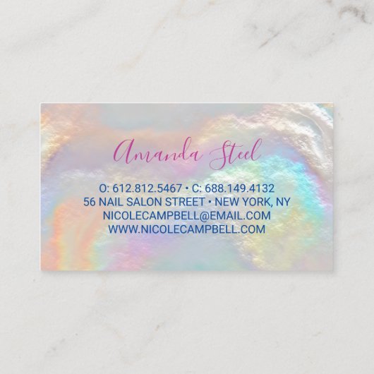 可愛い虹色フェイク金ゴールドグリッター 名刺 (裏面)