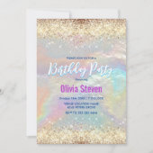 可愛い虹色フェイク金ゴールドグリッター 招待状 (正面)