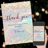 可愛い虹色フェイク金ゴールド感謝していグリッター カード
