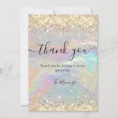 可愛い虹色フェイク金ゴールド感謝していグリッター カード (正面)
