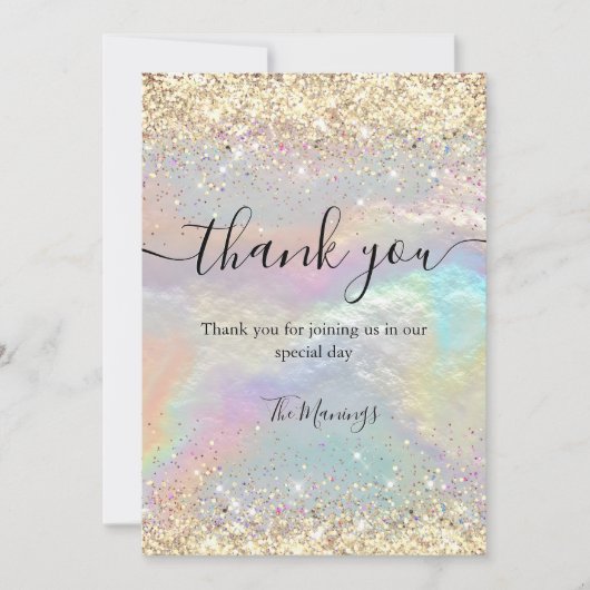 可愛い虹色フェイク金ゴールド感謝していグリッター カード (正面)