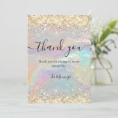 可愛い虹色フェイク金ゴールド感謝していグリッター カード (スタンド正面)