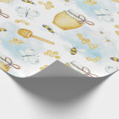 可愛い蜂と蜂蜜の模様の包装紙 ラッピングペーパー (角)