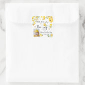 可愛い蜂ビーフローラ1歳の誕生日のお気に入り写真 スクエアシール (バッグ)