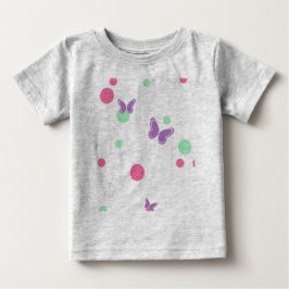 可愛い蝶々といろとりどりの水玉 ベビーTシャツ