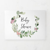 可愛い蝶すべての赤のまわりにちゃんシャワー 三つ折り案内状 (カバー)