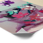 可愛い蝶とカップ、マットポスター。 ポスター (角)