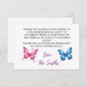 可愛い蝶のジェンダーリビールパーティー園 サンキューカード (正面/裏面)