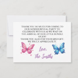 可愛い蝶のジェンダーリビールパーティー園 サンキューカード