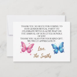 可愛い蝶のジェンダーリビールパーティー園 サンキューカード