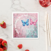 可愛い蝶のジェンダーリビールパーティー園 スタンダードカクテルナプキン (インサイチュ)