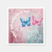 可愛い蝶のジェンダーリビールパーティー園 スタンダードカクテルナプキン (正面)