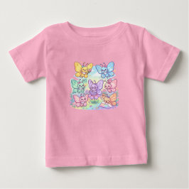 可愛い蝶の友達 キッズTシャツ ベビーTシャツ