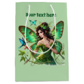 可愛い蝶の妖精カスタマイズ可能なパーティー ミディアムペーパーバッグ (正面)