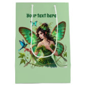 可愛い蝶の妖精カスタマイズ可能なパーティー ミディアムペーパーバッグ (裏面)