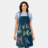 可愛い蝶の水彩画エプロン エプロン (着用した状態)