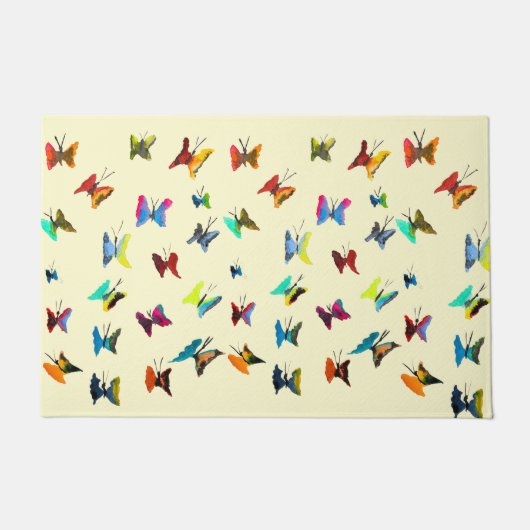 可愛い蝶の水彩画 ドアマット (正面)