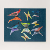 可愛い蝶の水色アートジグソーパズル ジグソーパズル (横)