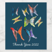 可愛い蝶の水色アートワインラベル ワインラベル (シングルラベル)